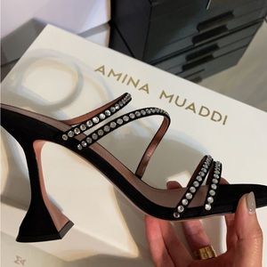 Amina Muaddi Satin Naima Sandal 95